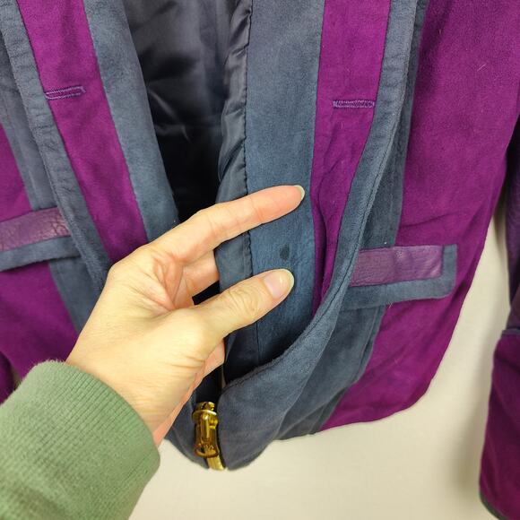 Heimstone Leather Jacket Womens 40 US Medium Approx Purple Gray Tuxedo WInter - Picture 4 of 7